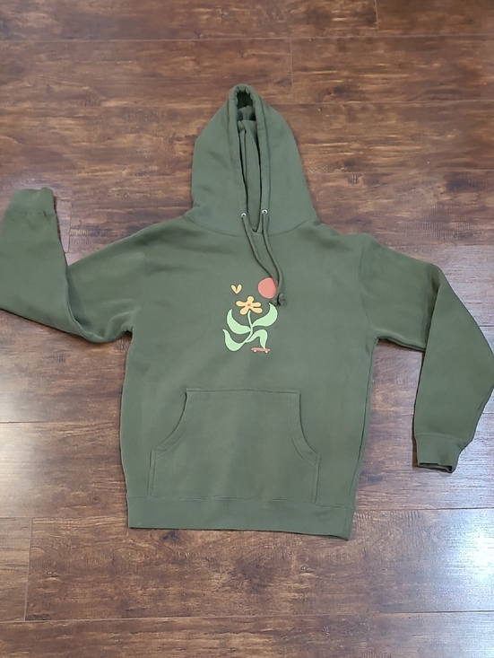 Stance Other - Stance Olive Green Pullover Hoodie with Floral Graphic Heavy Weight Size Small